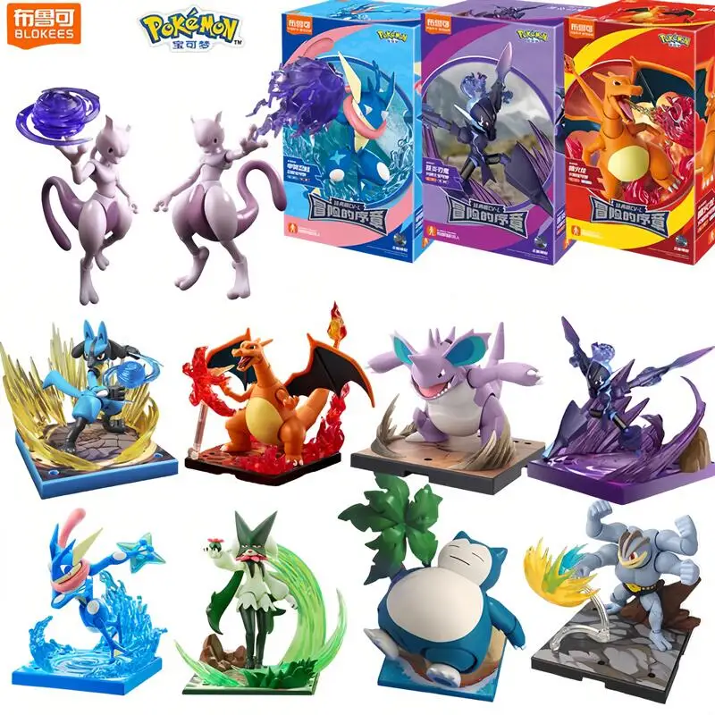Blokees Original Pokemon Pikachu Eevee Mewtwo Charizard Greninja Meowscarada Ceruledge Cartoon-Charaktere Baustein-Spielzeug