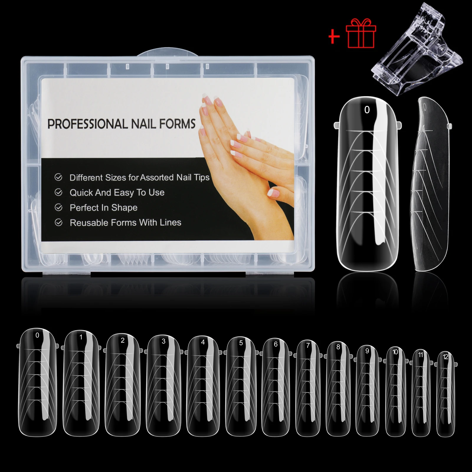 Enhanced Square Dual Forms for Quick Nail Extensions - Clear Top for Full Cover French Tips