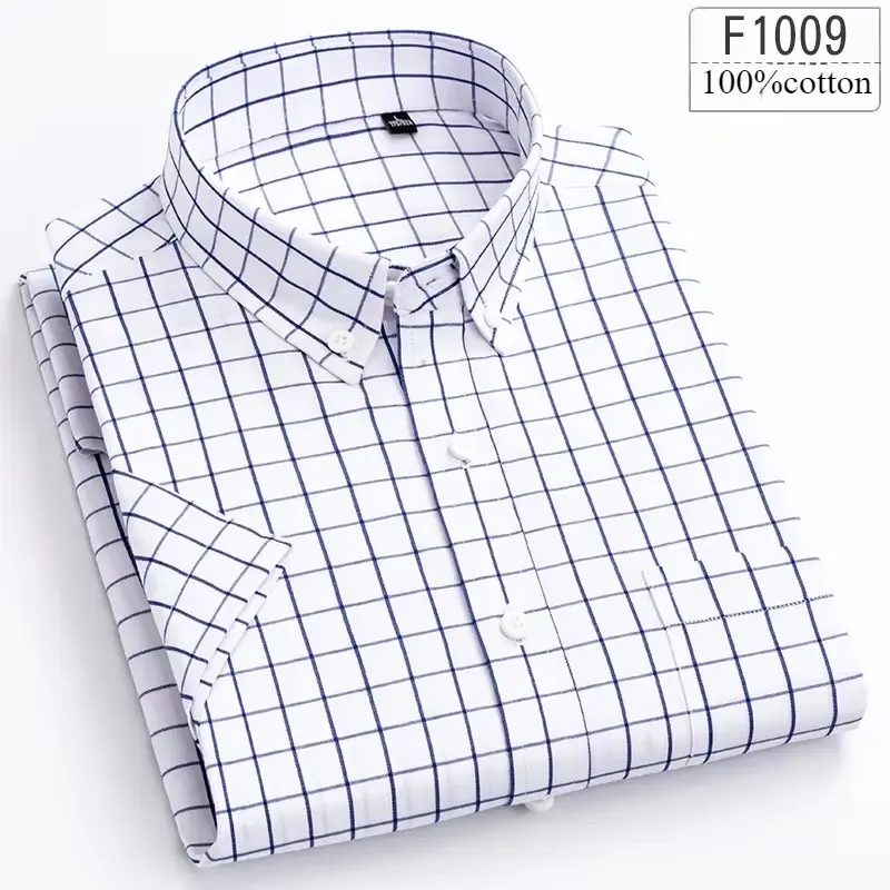 New in Shirt High Quality 100% Cotton Summer Short Sleeve Shirts for Men Slim Fit Casual Shirt Thin Plaid Tops Soft Office Cloth - Image 21