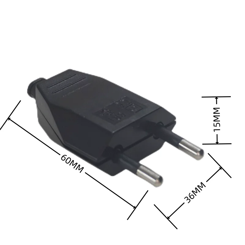 Black/White Rewirable European Plug 250V 2.5A CE 2 Pin Wireless Male Plug For DIY Power Cord