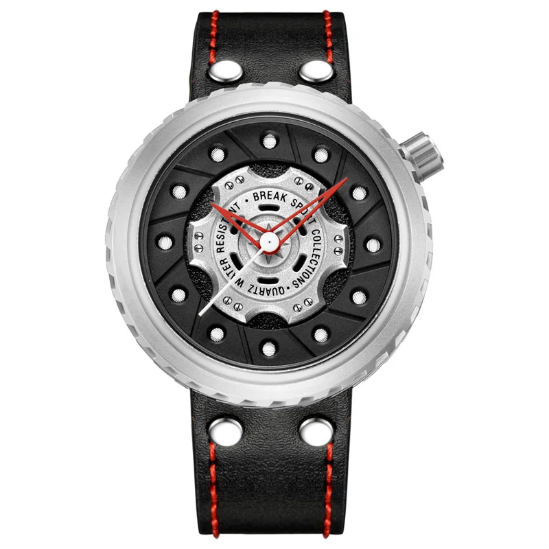 BREAK Top Luxury Men Sports Quartz Watch Rubber Strap Casual Fashion Passion Waterproof Geek Creative Gift Wristwatch for man