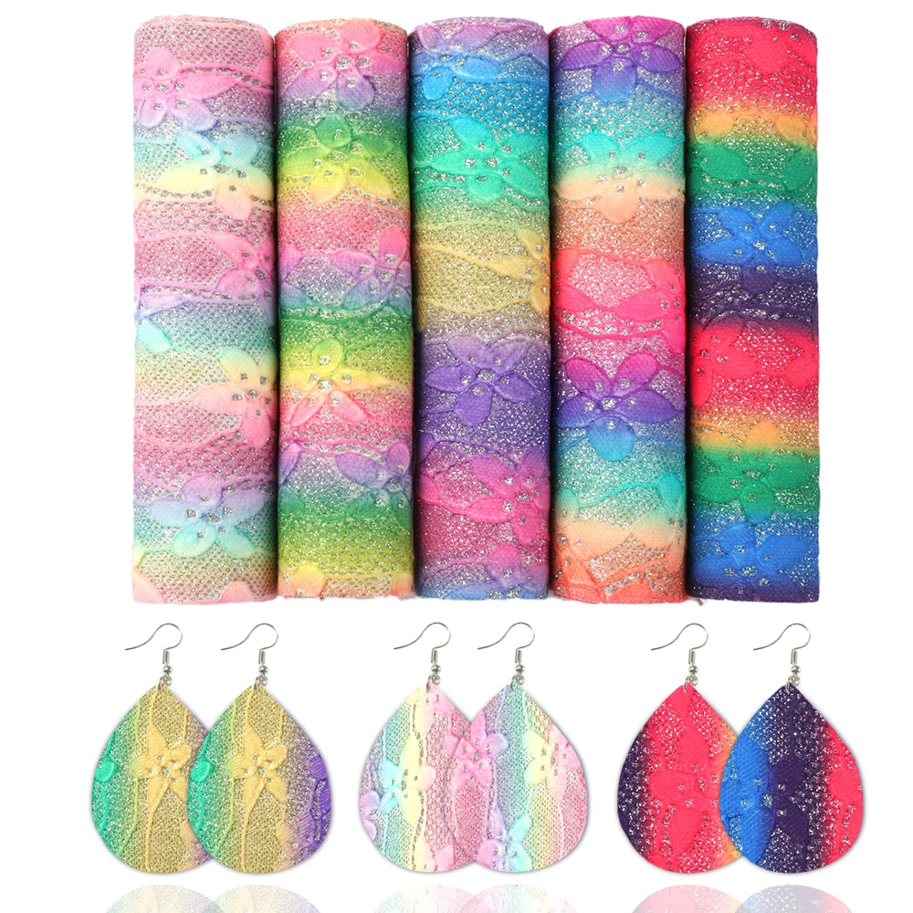 Leather Fabric Printed Leather Sheets David accessories 6-20pcs/set A5 15*21cm Colorul Lychee Synthetic Leather Set DIY Bow Earring Material Faux Leather 1Yc9938