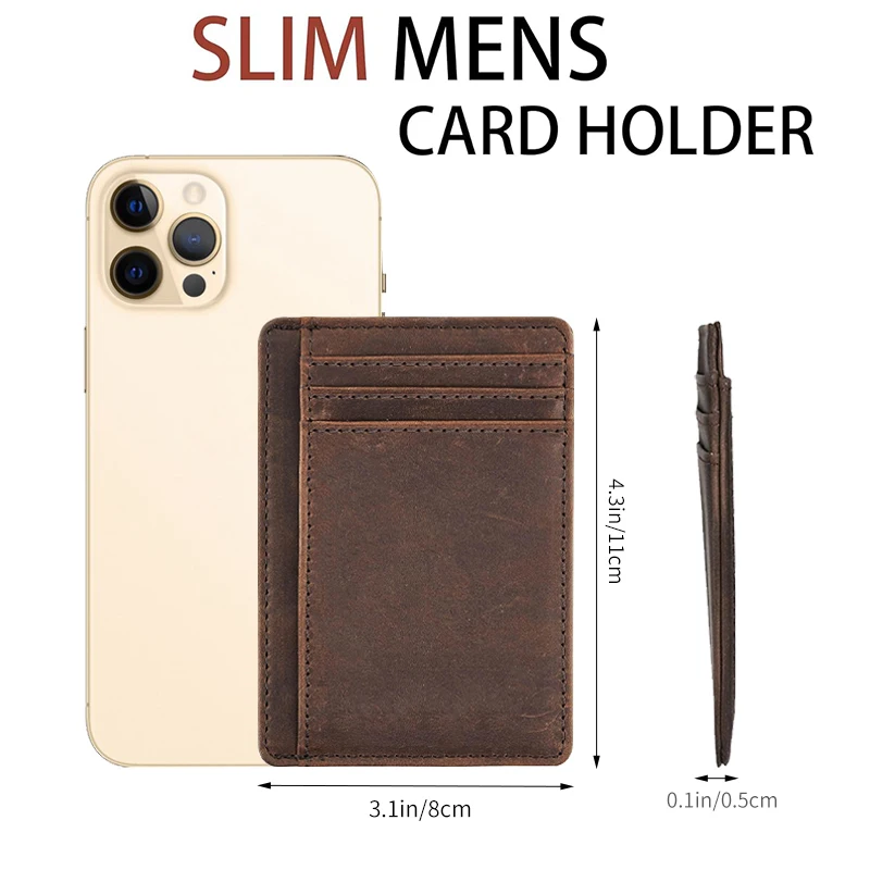 Genuine Leather RFID Blocking Retro Thin Card Holder wallet, Crazy Horse Leather Minimalist Slim Front Pocket wallets wallet card holder,leather wallet,credit card wallet,credit card holder,card holder,card wallet,document card wallet,wallet card bag