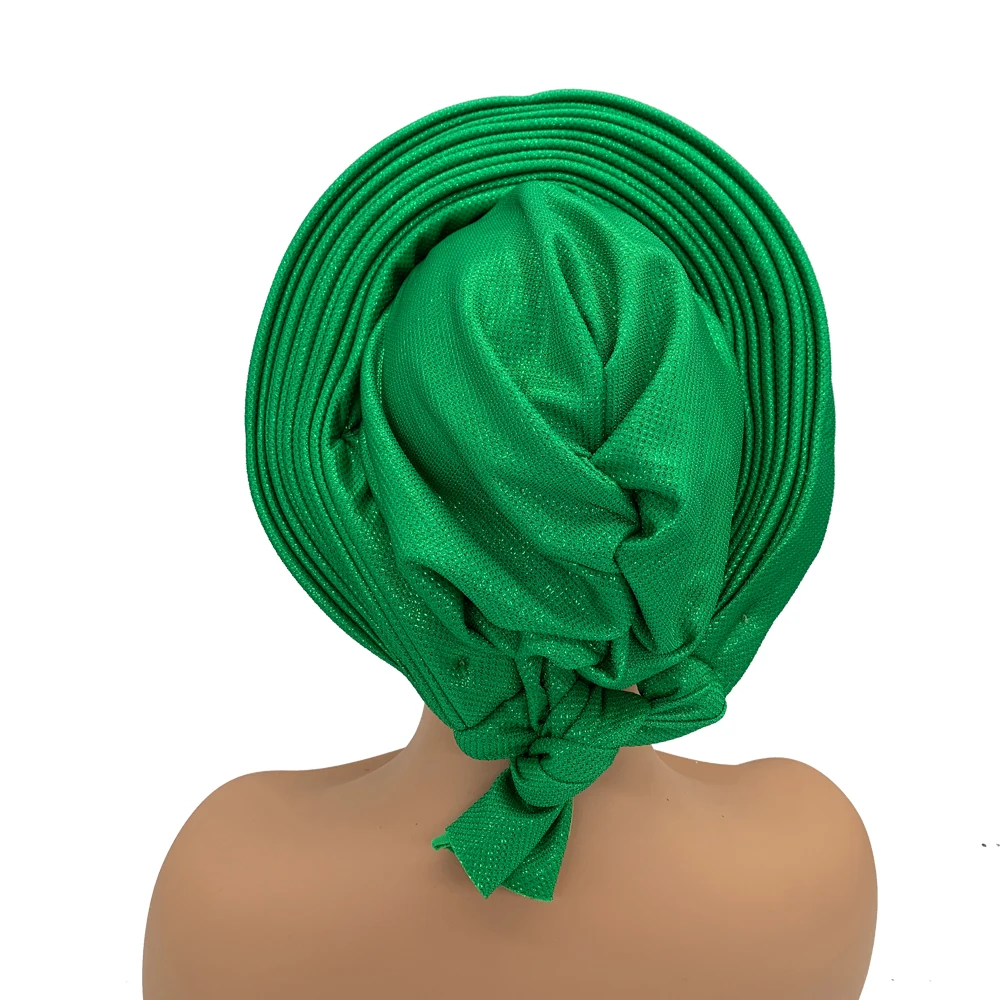 African Headtie Turban Women's Auto Gele Female Head Wraps Nigeria Head Ties Wedding Party Headgear