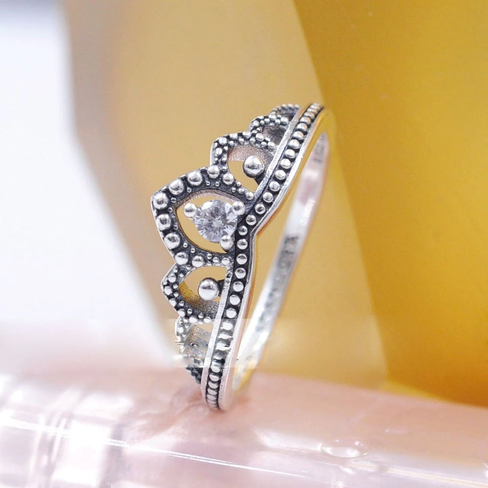 Anillo de Tiara con cuentas Regal de Plata de 925 para mujer, de estilo Pandora| | - AliExpress