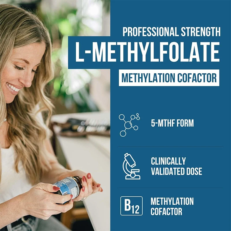 L-methylfolate 15mg with methylB12 cofactor-active 5-methyltetrahydrocannabinol form-supports emotions methylation methylfolate supplements
