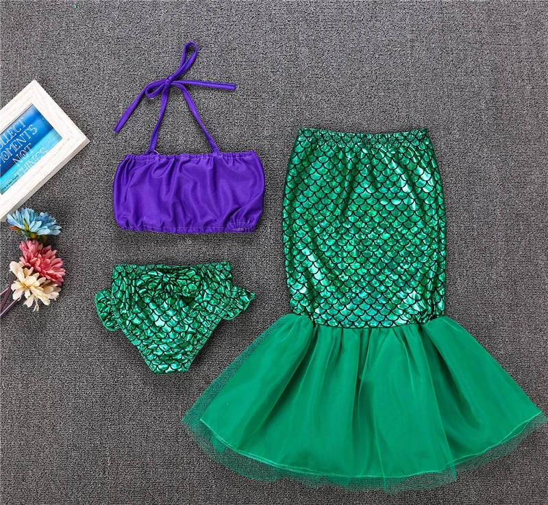 Ariel Dress for Girls Halloween Little Mermaid Costume Child Red Mermaid Wig Princess Shoes Christmas Ariel Dress Up Swimsuit