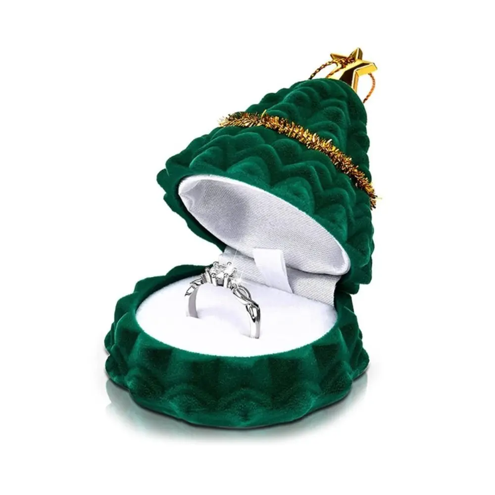 

1Pc Christmas Tree Shape Ring Box Ear Studs Storage Box Jewelry Case Engagement Wedding Ring Holder Display Packing Box Ornament