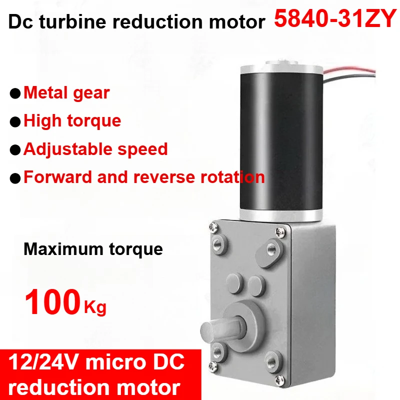 5840-31ZY Worm Gear Motor - High Torque 70KG, 12V/24V DC 12V Single 260RPM  5840-31ZY- 12V Single 10RPM 5840-31ZY-M8 Brushed electronic starter High Torq