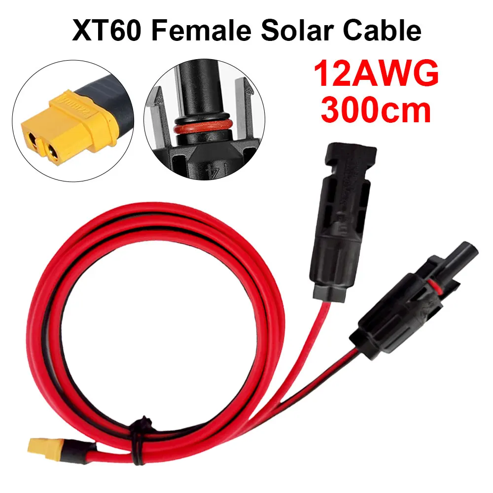 Durable 12AWG XT60 Female Adapter for Solar Panel Connection and Charging