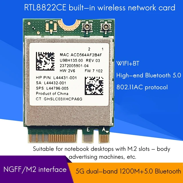 Realtek RTL8822BE 802.11AC WiFi + Bluetooth4.1 NGFF Wireless WLAN Card  2.4G/5GHz