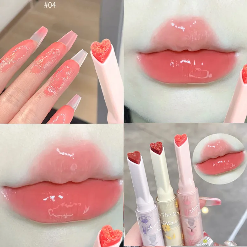 Specchio Gloss Rossetto Penna A Forma Di Cuore Lip Plumper Guava Cherry Pink Gloss Crystal Lip Glaze Tint Press Type Balsamo Per Le Labbra Trucco