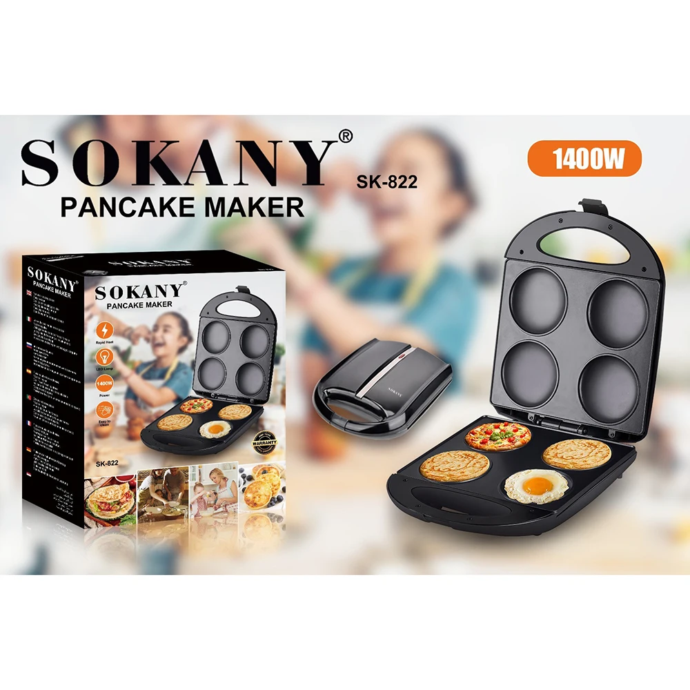 1400W Double-sided Heating Waffle Pizza Sandwich Maker Electric Baking Pan Pancake Machine Non Stick Coating Breakfast Machine