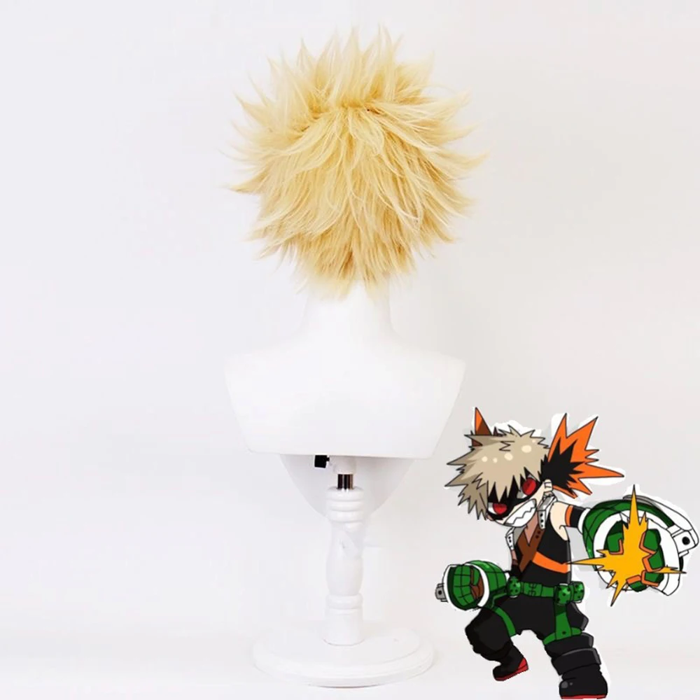 My Hero Academia Bakugou Katsuki Blonde Cosplay Wig - Heat Resistant Linen Short Style