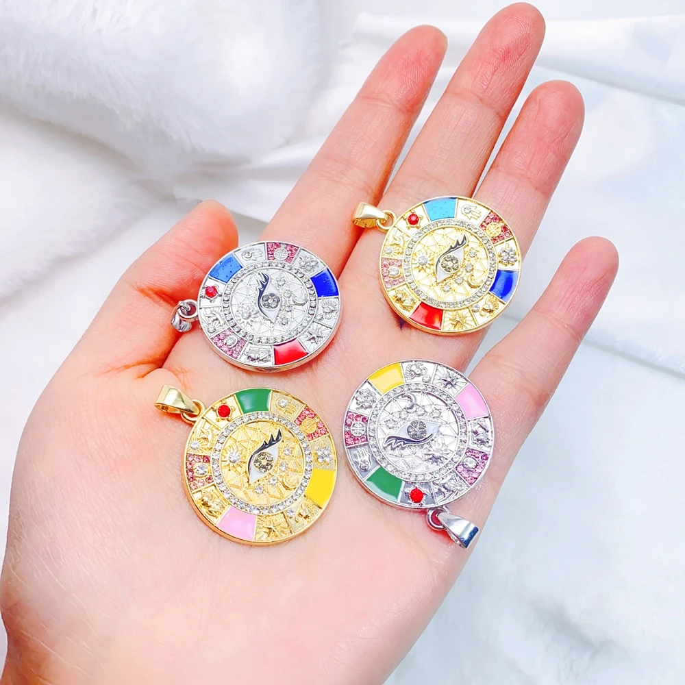 Juya 18K Gold versilbert bunte Emaille Kreuze Charms für DIY religiöse Rosenkranz griechischen bösen Blick Anhänger Schmuckherstellung – Detail 18