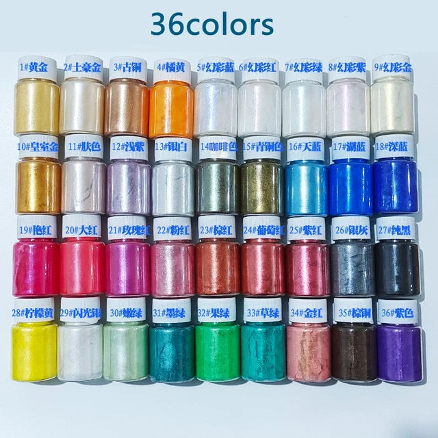 36Colors Epoxy Resin Dye Pearl Pigment Nail Art Dye DIY Eyeshadow Mica  Powder Fluffy Crystal Slime