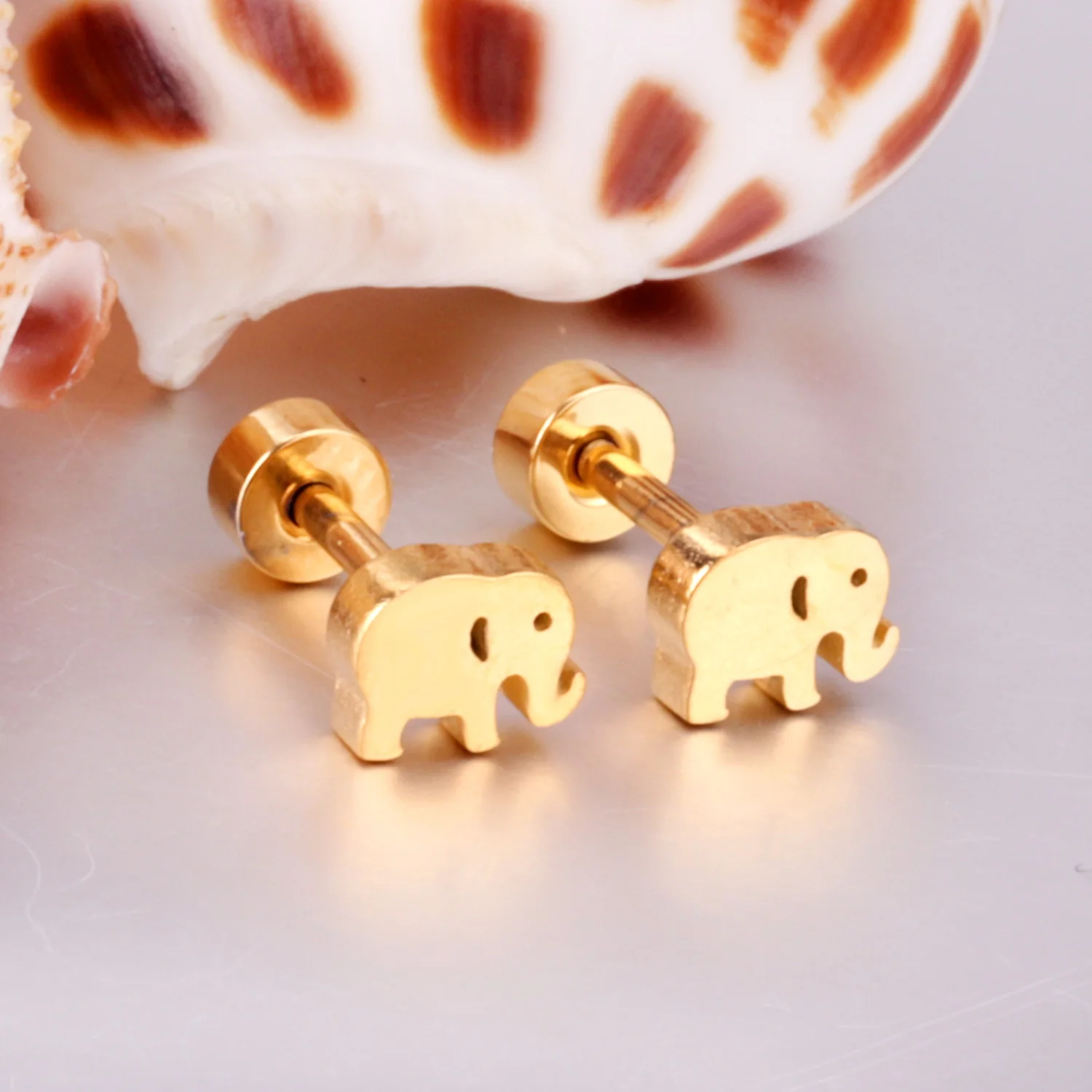 Minimalist Fashion Cute Animals Elephant Stud Earrings For Women Baby Girl Gold Color Stainless Steel Anti-allergy Jewelry 2