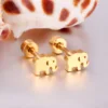 Minimalist Fashion Cute Animals Elephant Stud Earrings For Women Baby Girl Gold Color Stainless Steel Anti-allergy Jewelry 2