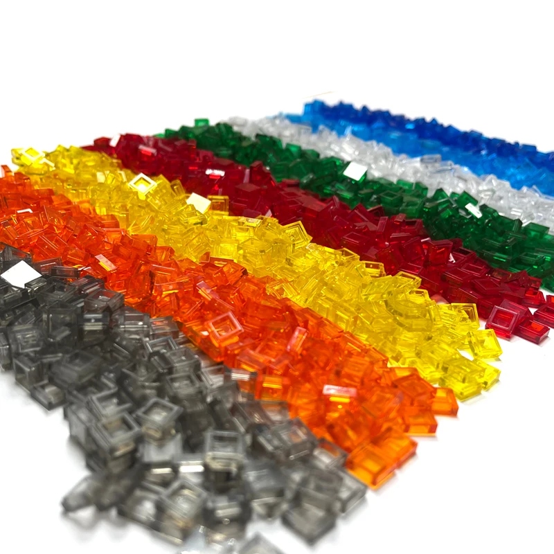 Transparent Tile1x1 Building Block MOC Parts Colorful Brick Toys For Pixel Art Children Creative Compatible 3070 300pcs/Lot