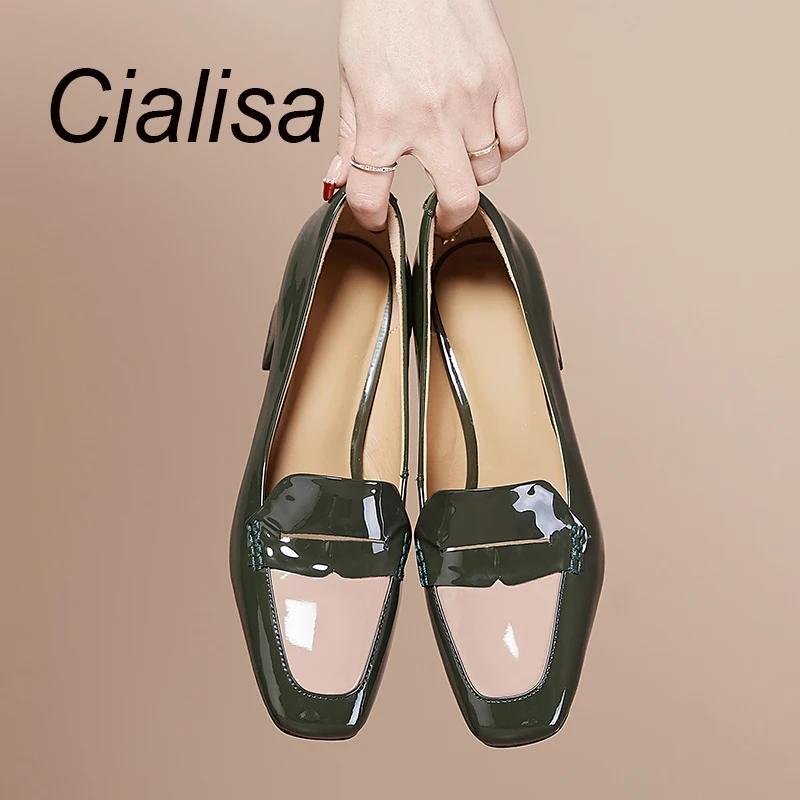 

Женские туфли из натуральной кожи Cialisa, туфли-лодочки с квадратным носком, на среднем каблуке, большие размеры до 42, весна 2023