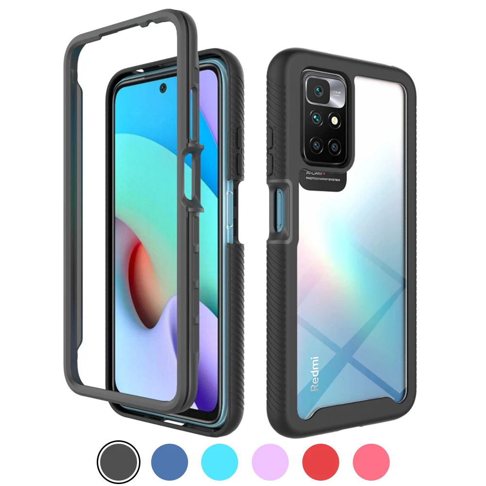  Funda para Xiaomi Redmi 9A con protector de pantalla de vidrio  templado, híbrida resistente a prueba de golpes, protección de doble capa,  cubierta trasera para Redmi 9A con soporte de automóvil