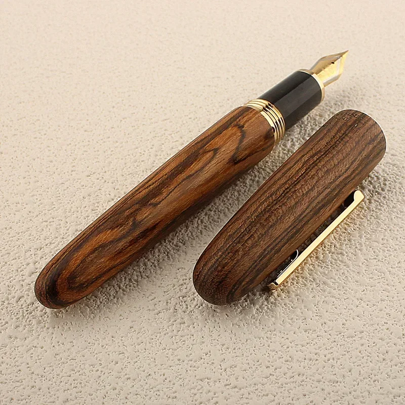 Jinhao 9056 천연 나무 만년필 수제 EF/M/F 펜촉 잉크 펜, 변환기 포함, 학교 사무실 용품, 문구 PK 9019