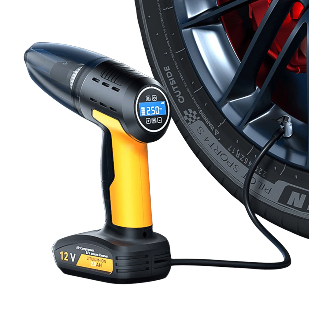 4 in 1 Wireless Air Duster Rechargeable Air Compressor Car Vacuum Cleaner Cordless Tyre Inflator for Home Car Bicycle Motorcycle