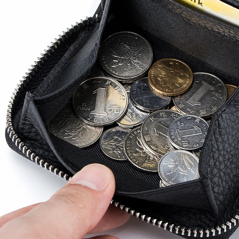 Vintage RFID Blocking Zipper Wallet Business Gift Change Pocket Credit Card for
