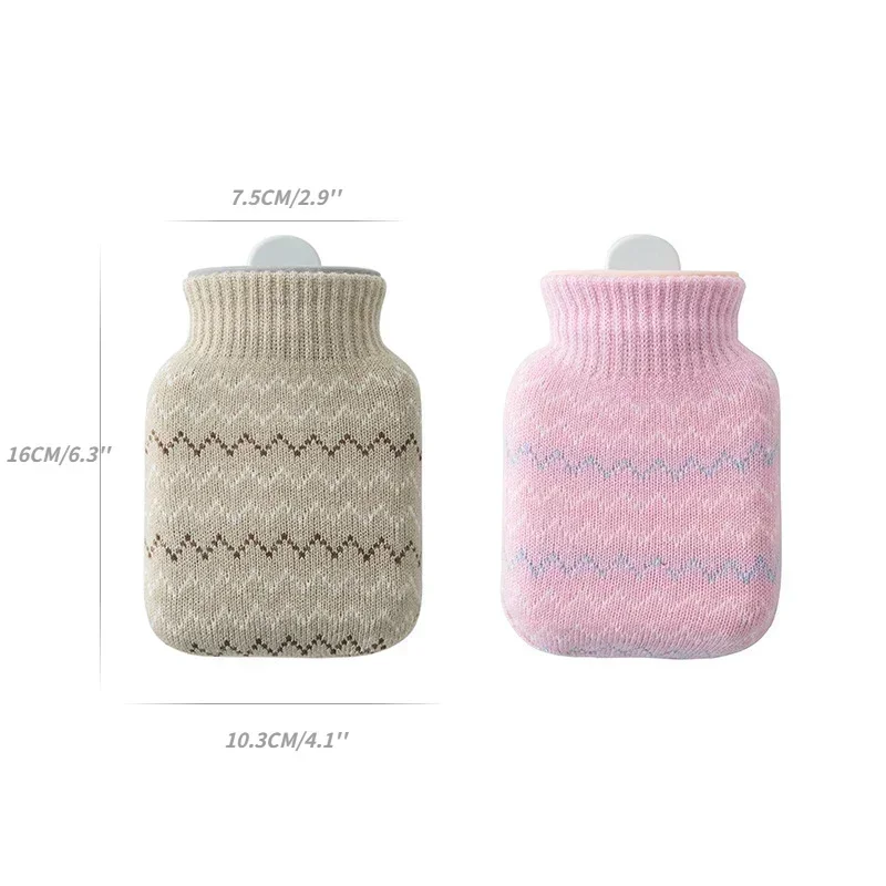 320ML Silicone Hot Water Bottle Winter Mini Cute Hand Warmer Portable Thick Rubber Plush Hot Water Bag for Bed Feet Warmer