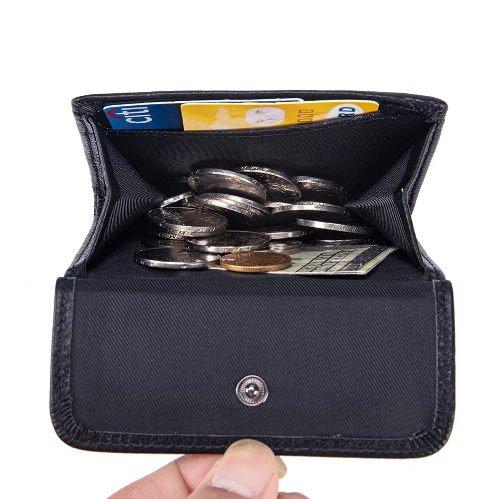 Portafoglio corto in vera pelle per donna Fermasoldi in pelle di vacchetta Slot per carte sottili Portafogli pieghevoli semplici con fibbia magnetica - immagine 5