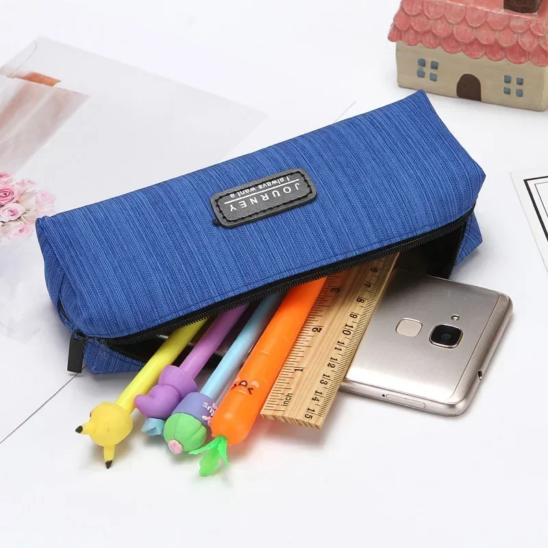 1PC Simple Pen Bag Oxfordcloth Pencil-box Box Pencil Organizer Case Grey Blue Boy Gift School Supplies Korean Stationery