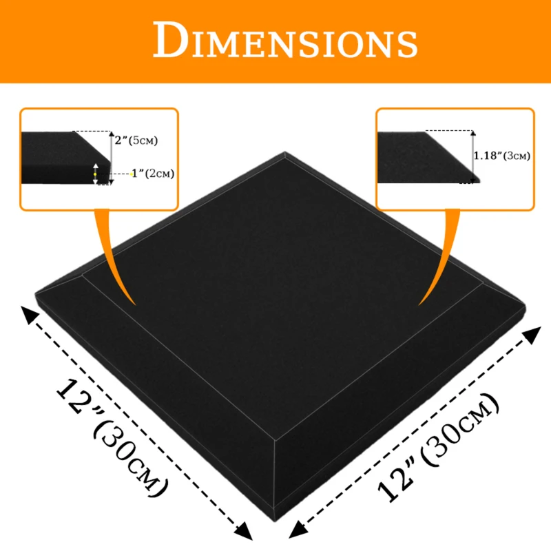 Acoustic Foam for Sound Absorbing and Soundproofing 6/12/24 Pcs