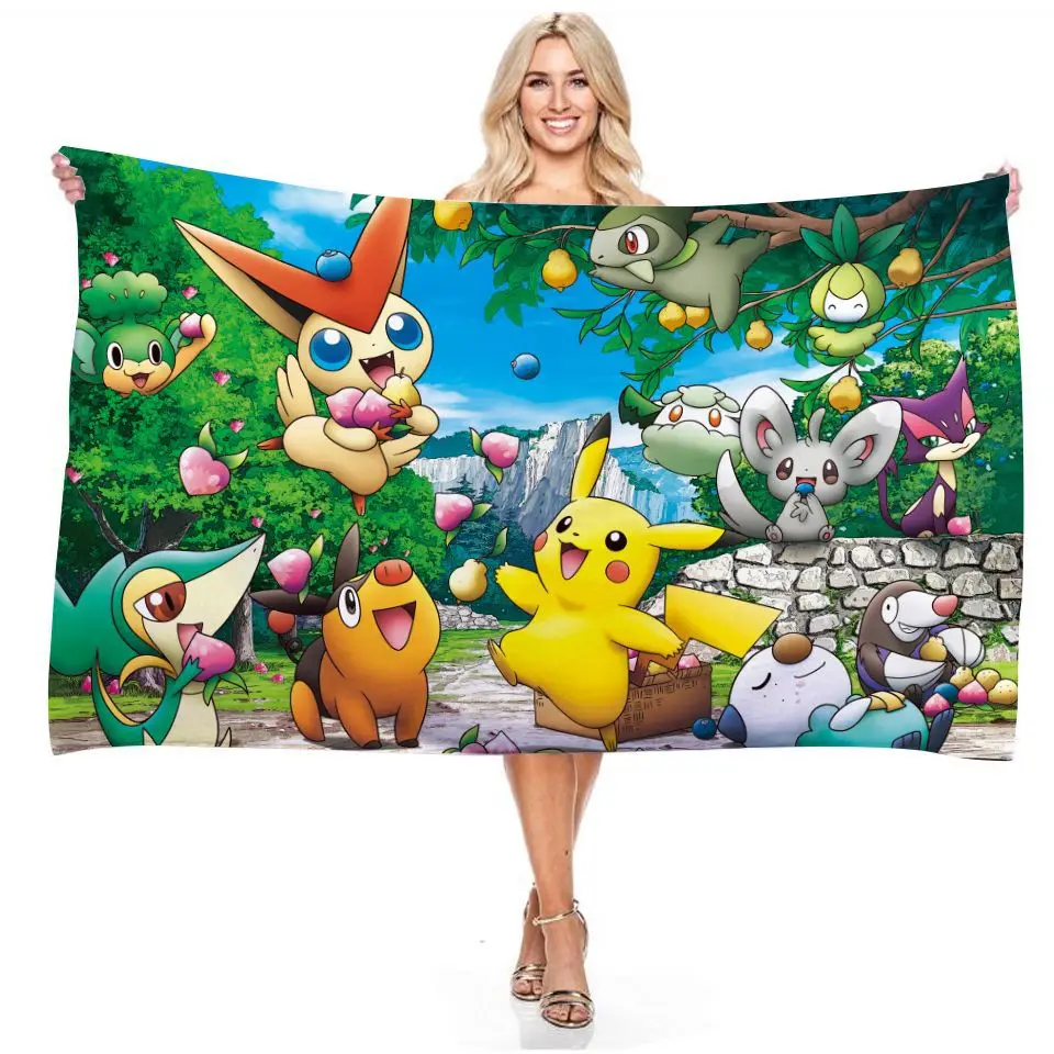 Детское банное полотенце из микрофибры с изображением покемона |