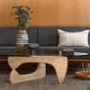 Triangle Glass Coffee Table Modern Noguchi Coffee Table, Vintage Glass, and Wood End Table, Solid Wood Base and Clear Glass Top 1
