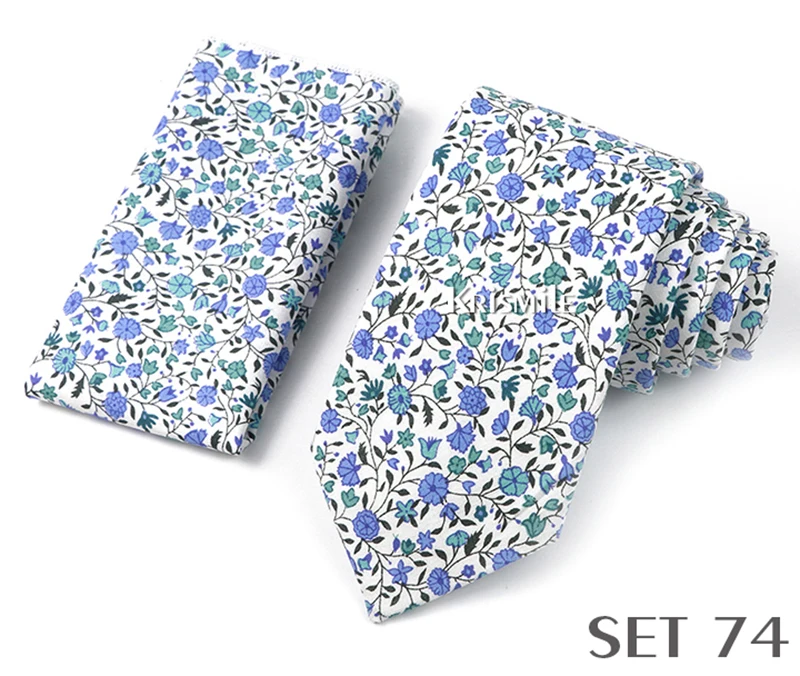 Neuheit Blumen Baumwolle Krawatten für Männer dünn lässig schmale Krawatte Krawatte Tasche quadratischen Anzug Set Hochzeits feier täglich tragen Accessoires – Detail 21