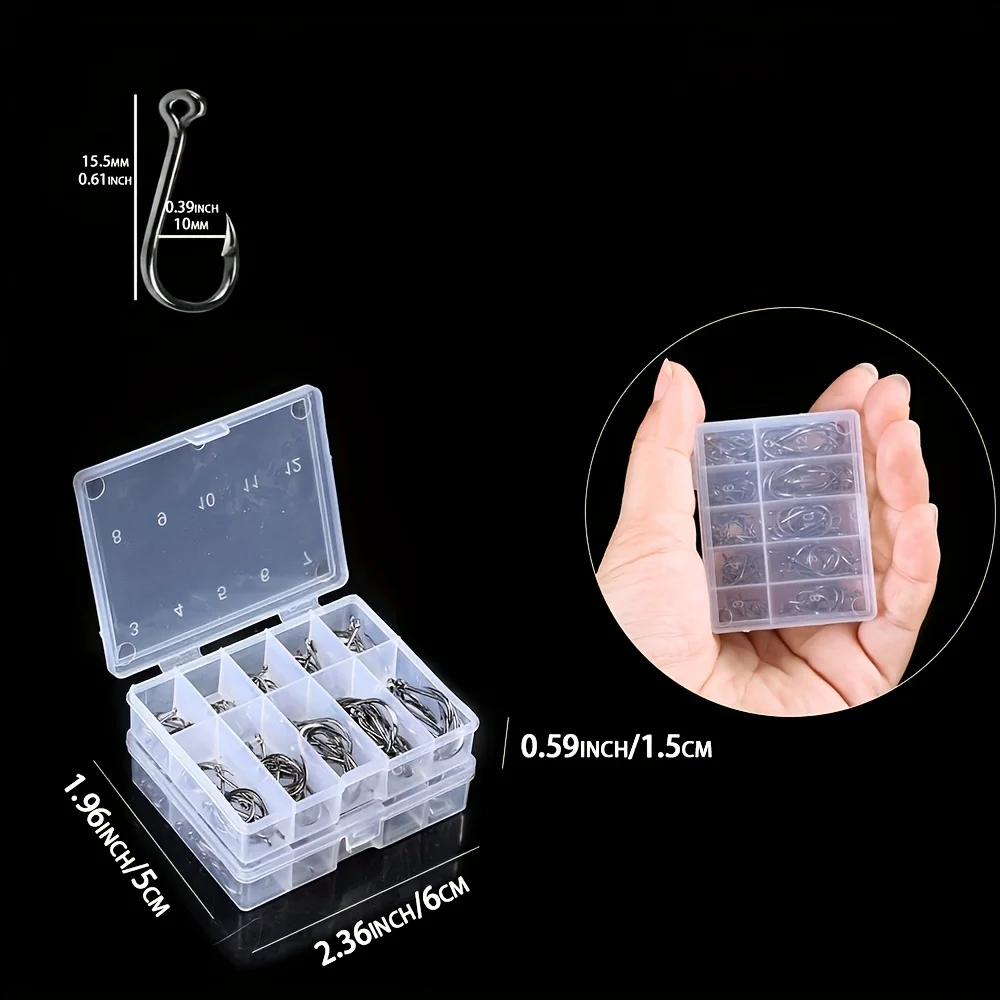 100pcs Carbon Steel Single Circle Fishing Hooks Set Fly Fishing Jip Barbed Carp Hooks Sea Tackle Accessories