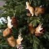 Cute Artificial Squirrel Pendant Christmas Tree Hangings Ornaments Simulated Squirrel Craft Xmas Garden Doll Pendant Decorations 2