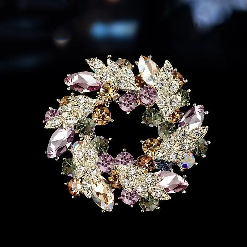 Broche Bouquet Strass - Accessoire élégant Femme - Cristal Vintage Col Manteau - Cadeau Anniversaire Chic