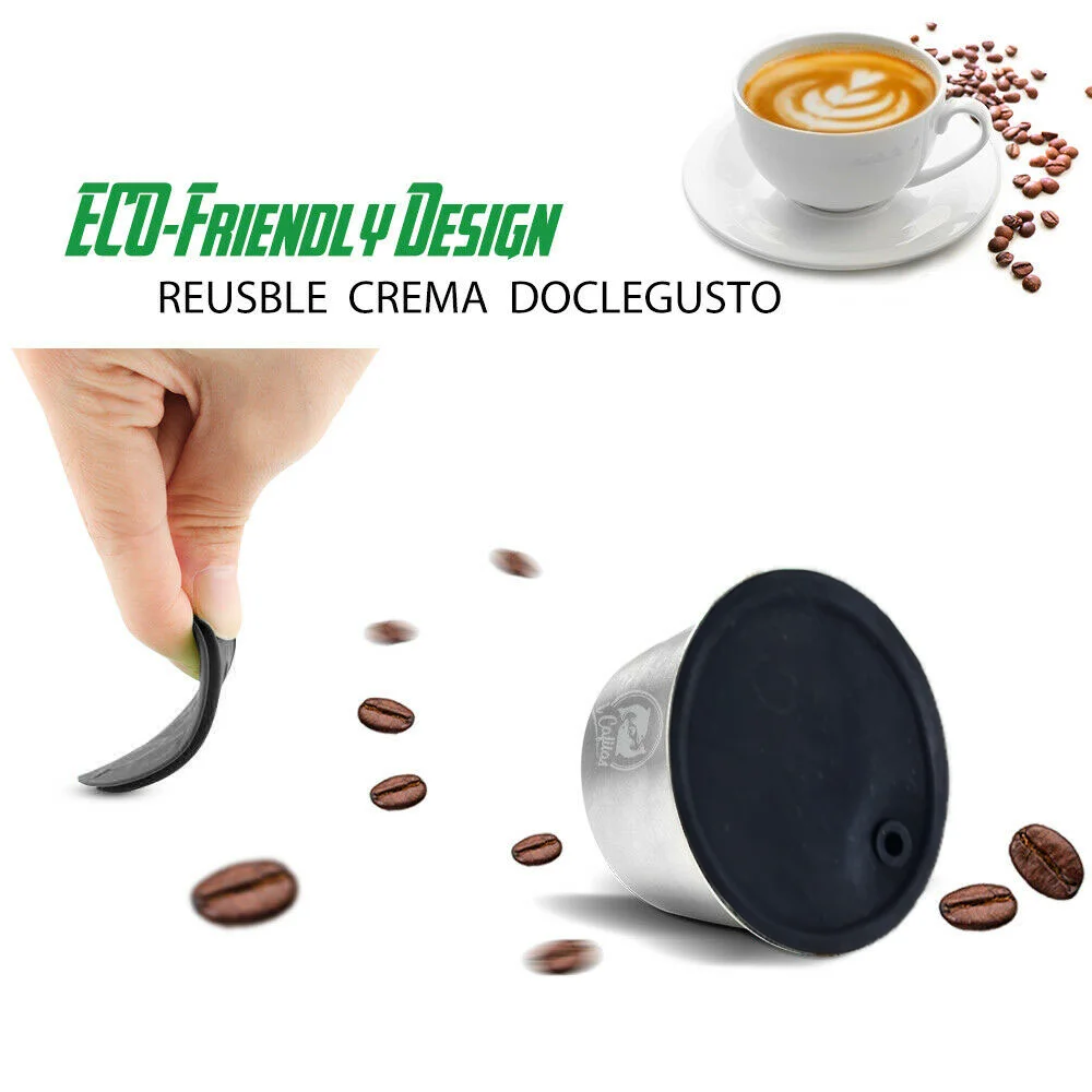 Tazza Caffè Riutilizzabile In Acciaio Inossidabile Per Capsule - Gialla, Con Filtro Integrato E Coperchio In Silicone Alimentare - Ecologica Per Macchina Caffè