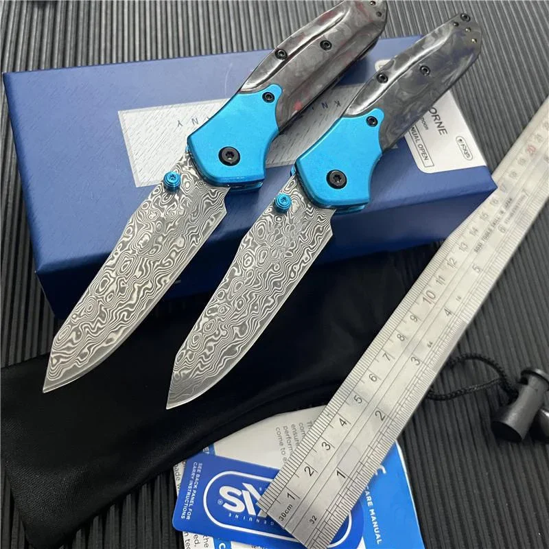 

Мини-складной нож BM 945 945-221 золотого цвета Osborne 2,92 дюйма Vg10 рукоятка из Дамасского лезвия из углеродного волокна для использования вне помещений