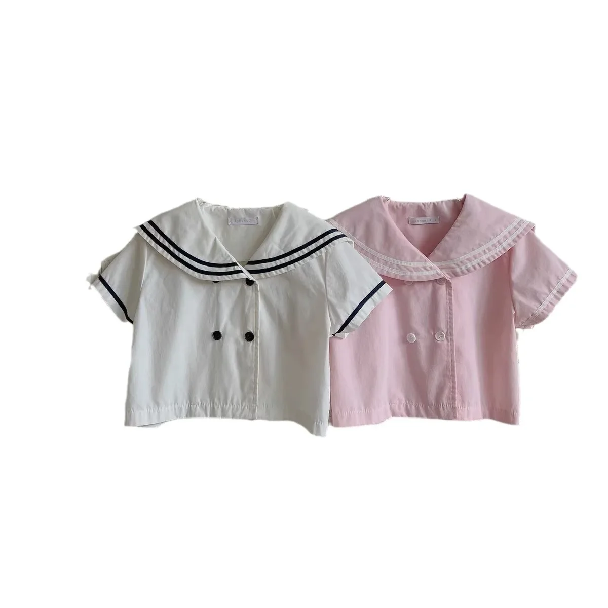 Summer Short Sleeve Shirt Navy Collar Unisex Kids Fashionable Versatile Children's Clothing from Mainland China Baby Girl Boy Ou