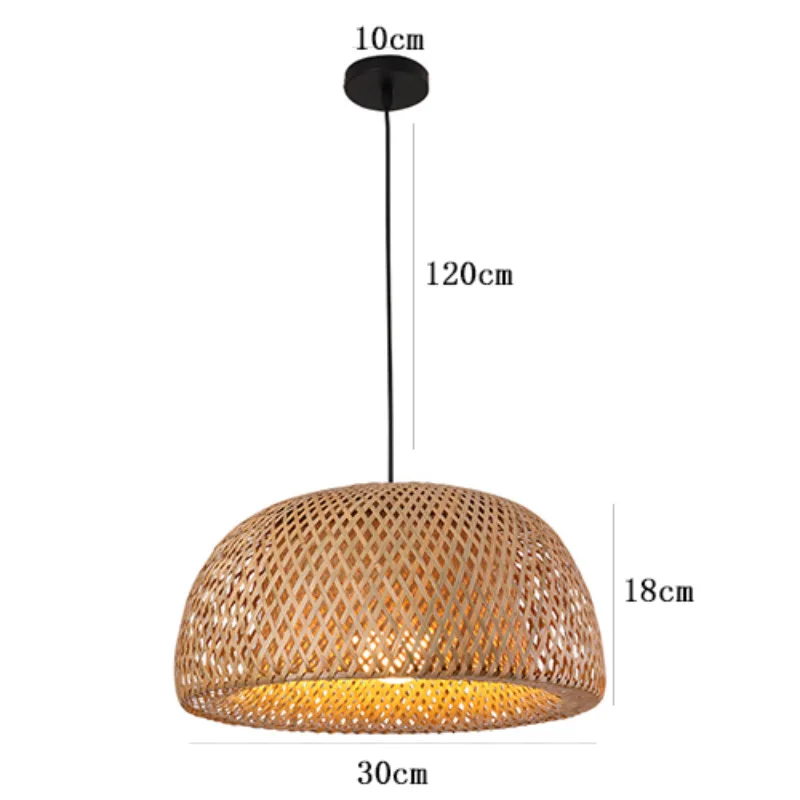 Bamboo Lantern Pendant Lamp Natural Rattan Wicker E27 Chandeliers Hand-Woven Bamboo Lampshades Lighting Fixtures Hanging Light