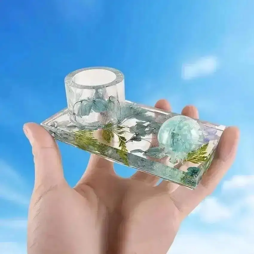 1Pcs Silicone Mold For DIY Incense Insert Tray Candlestick Concrete Cement Mould Match Holder Plaster Resin Molds Supplies