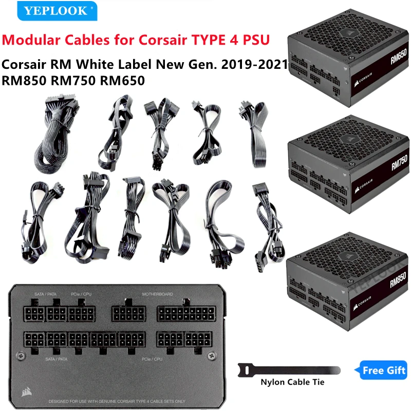 Cavo modulare originale CORSAIR RM850 RM750 RM650 Platinum Type4 PSU GPU PCIe 8Pin Dual 8Pin CPU 4 + 4Pin SATA Molex 4Pin ATX 24Pin