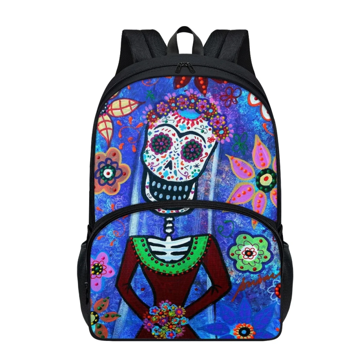 

FORUDESIGNS Mexican Skull Art Practical Backpacks Multi Pocket Sports Bags Double Zip Waterproof Practical School Bags Universal
