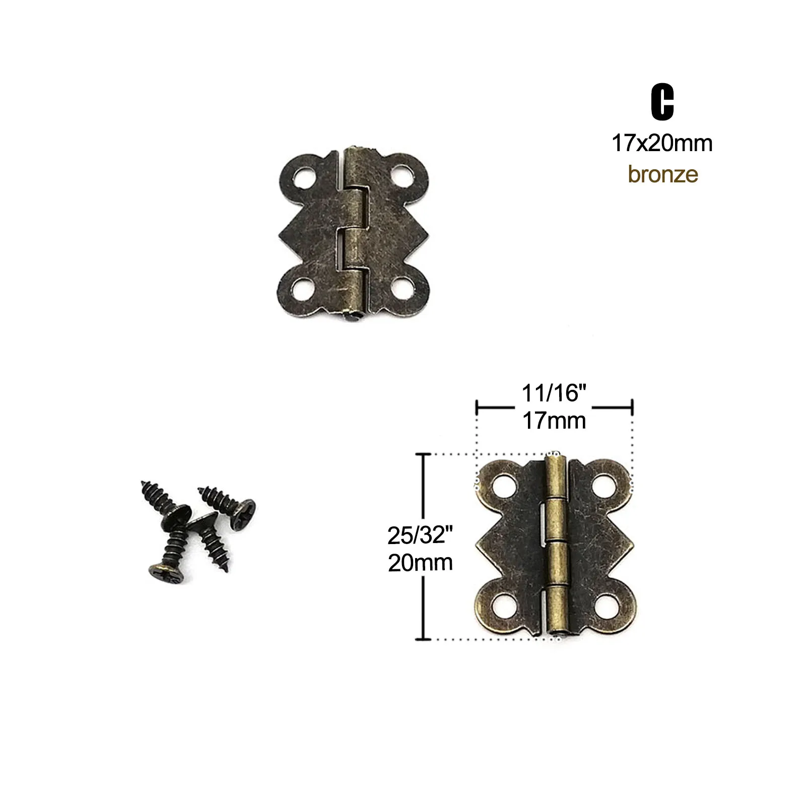 12 stücke Mini Heavy Duty Verlängert Schmetterling Schmuck Truhe Geschenk Holz Musik Box Wein Fall Puppenhaus Schrank Tür Scharnier mit Schraube – Detail 21