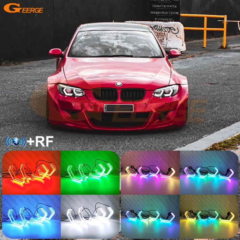 

For BMW 3 Series E92 E93 M3 Coupe Cabriolet Concept M4 Iconic Style Dynamic Revolving Multi Color RGB LED Angel Eyes Halo Rings