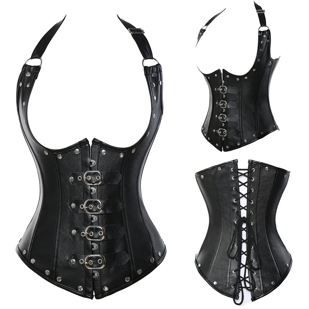 Waist Training Corset Vest Women Lace Up Boned Steampunk Bustiers Top Sexy Corselet Burlesque Clothing Gothic Party Costume