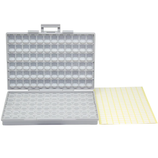 Aidetek caja de almacenamiento smd, caja de plástico, resistencias de montaje en superficie, condensadores, buen compartimento pequeño, pequeño organizador, caja de herramientas, STORAG