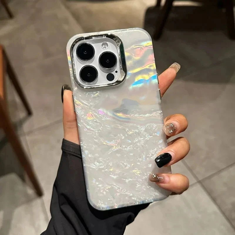 Роскошный блестящий лазерный красочный чехол для телефона для iPhone 15 14 13 12 11 Pro Max X XR XS Max Гладкий Блестящий Прозрачный чехол